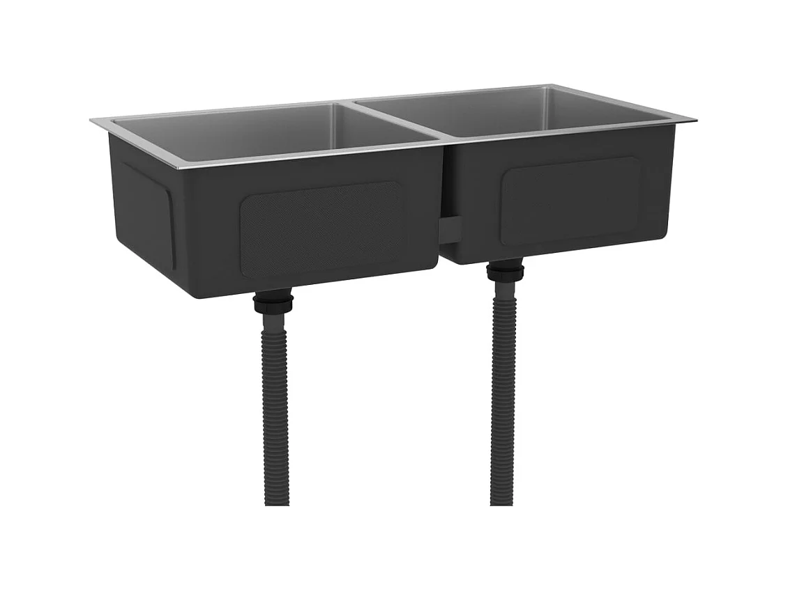 Lavello da cucina fatto a mano lavabo installazione cucina interno casa 86,5 x 44 cm acciaio inox argento 02_0002471