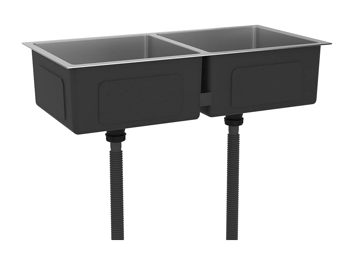 Fregadero de cocina hecho a mano lavabo instalación de cocina interior del hogar 86,5 x 44 cm acero inoxidable plata 02_0002471