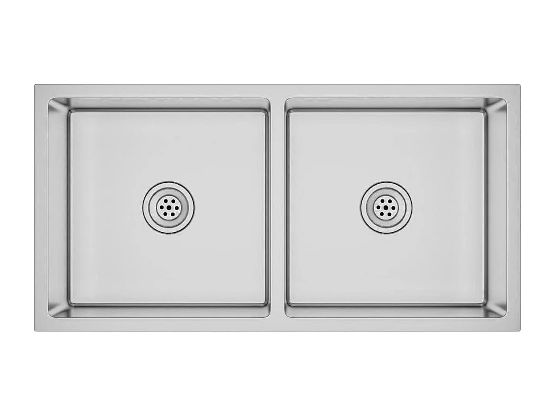 Fregadero de cocina hecho a mano lavabo instalación de cocina interior del hogar 86,5 x 44 cm acero inoxidable plata 02_0002471