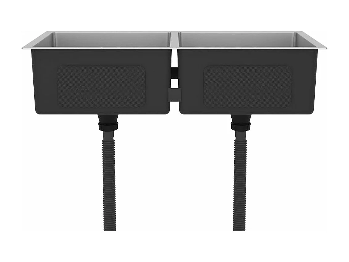 Fregadero de cocina hecho a mano lavabo instalación de cocina interior del hogar 86,5 x 44 cm acero inoxidable plata 02_0002471