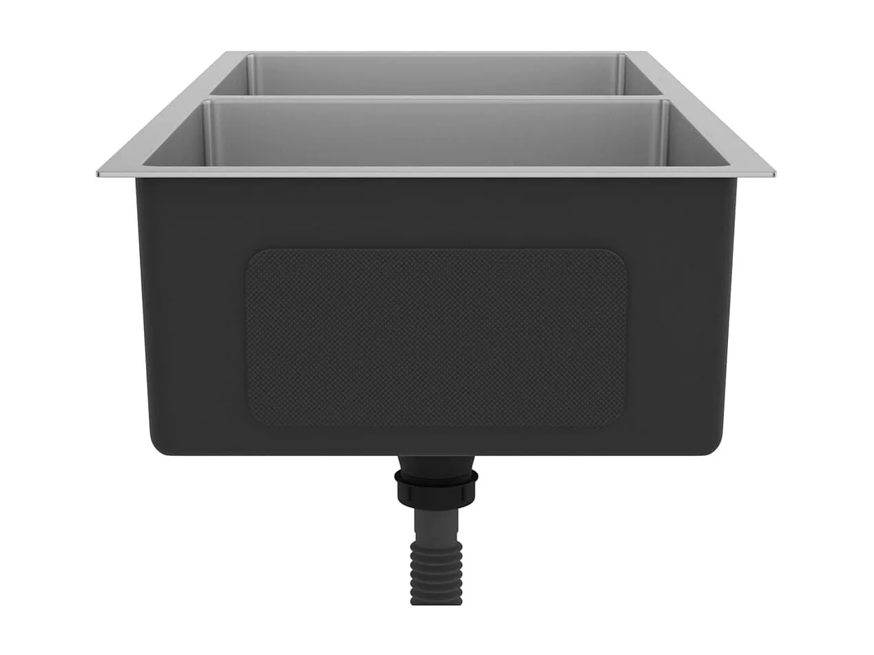 Fregadero de cocina hecho a mano lavabo instalación de cocina interior del hogar 86,5 x 44 cm acero inoxidable plata 02_0002471