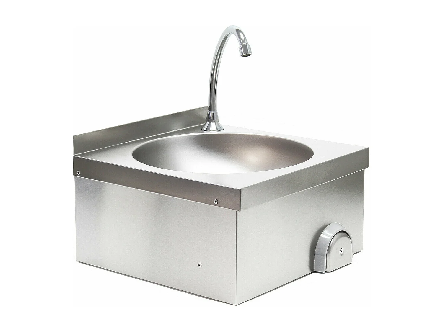 Lavabo in acciaio pregiato lavello gastro rotondo vasca con comando a ginocchio 16_0002397