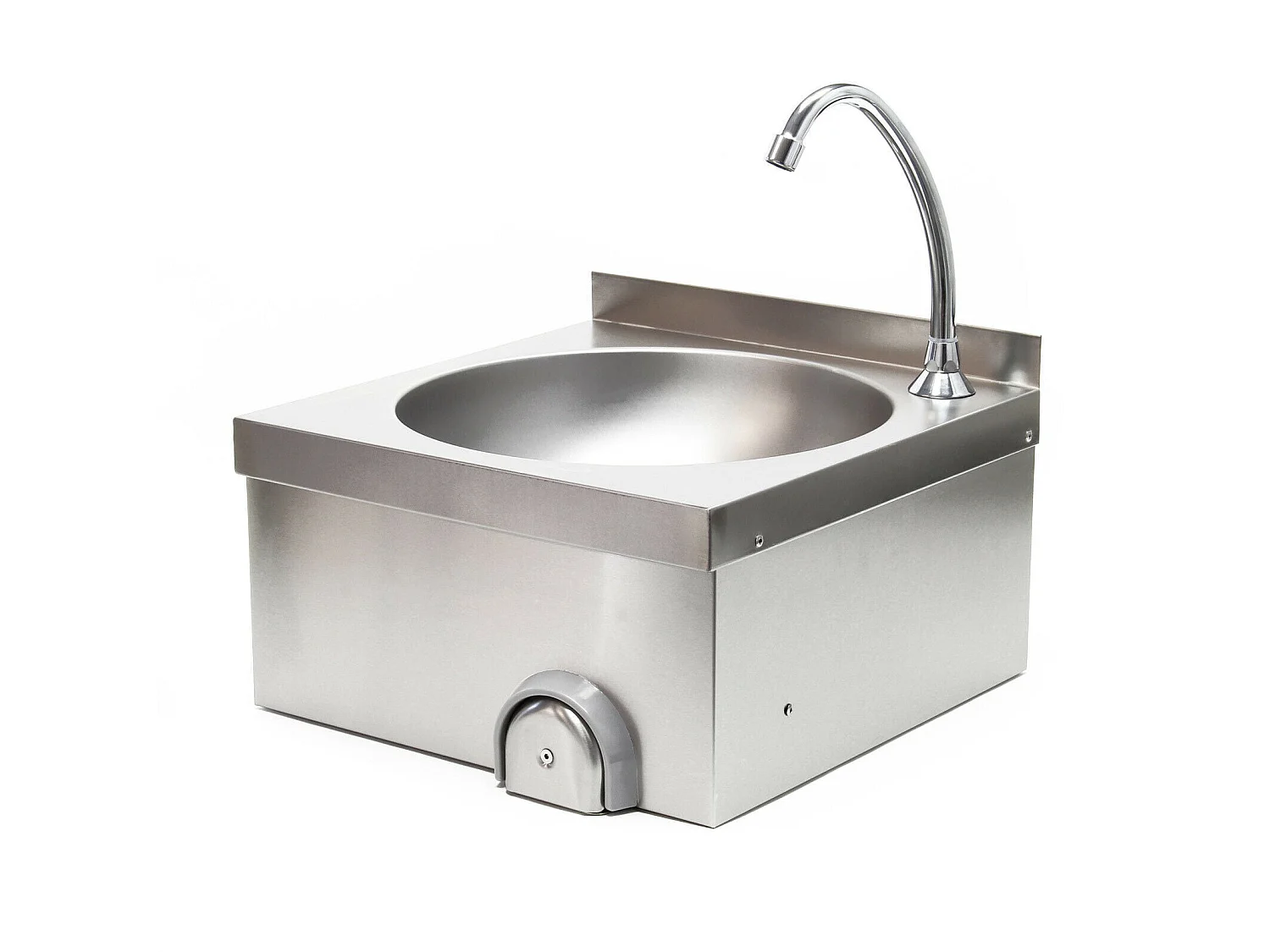 Lavabo in acciaio pregiato lavello gastro rotondo vasca con comando a ginocchio 16_0002397