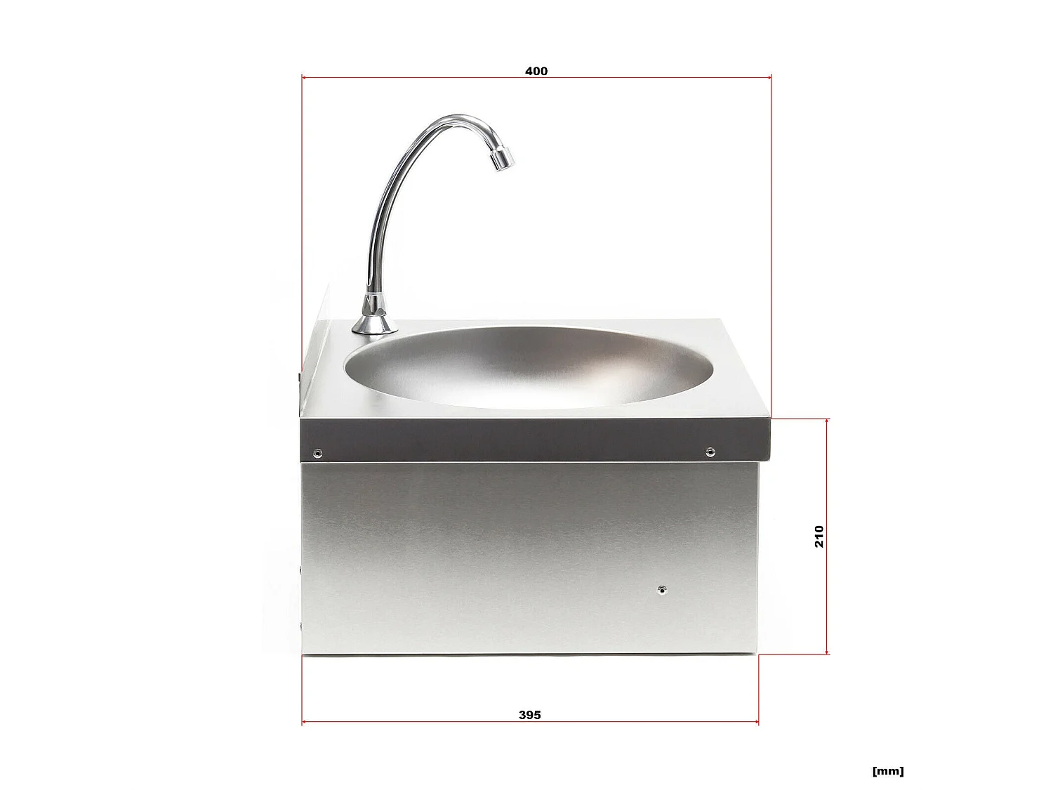 Lavabo in acciaio pregiato lavello gastro rotondo vasca con comando a ginocchio 16_0002397