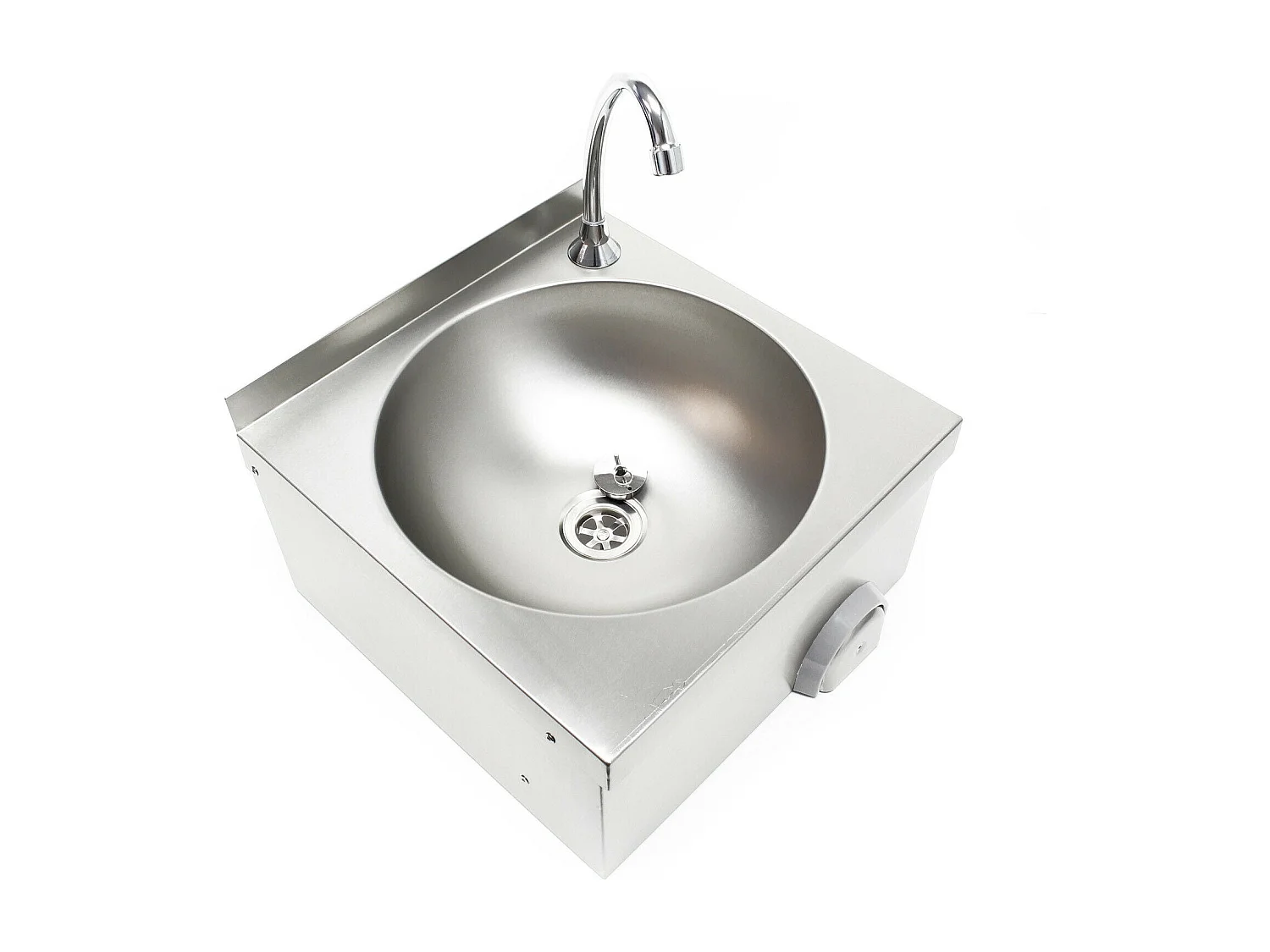 Lavabo in acciaio pregiato lavello gastro rotondo vasca con comando a ginocchio 16_0002397