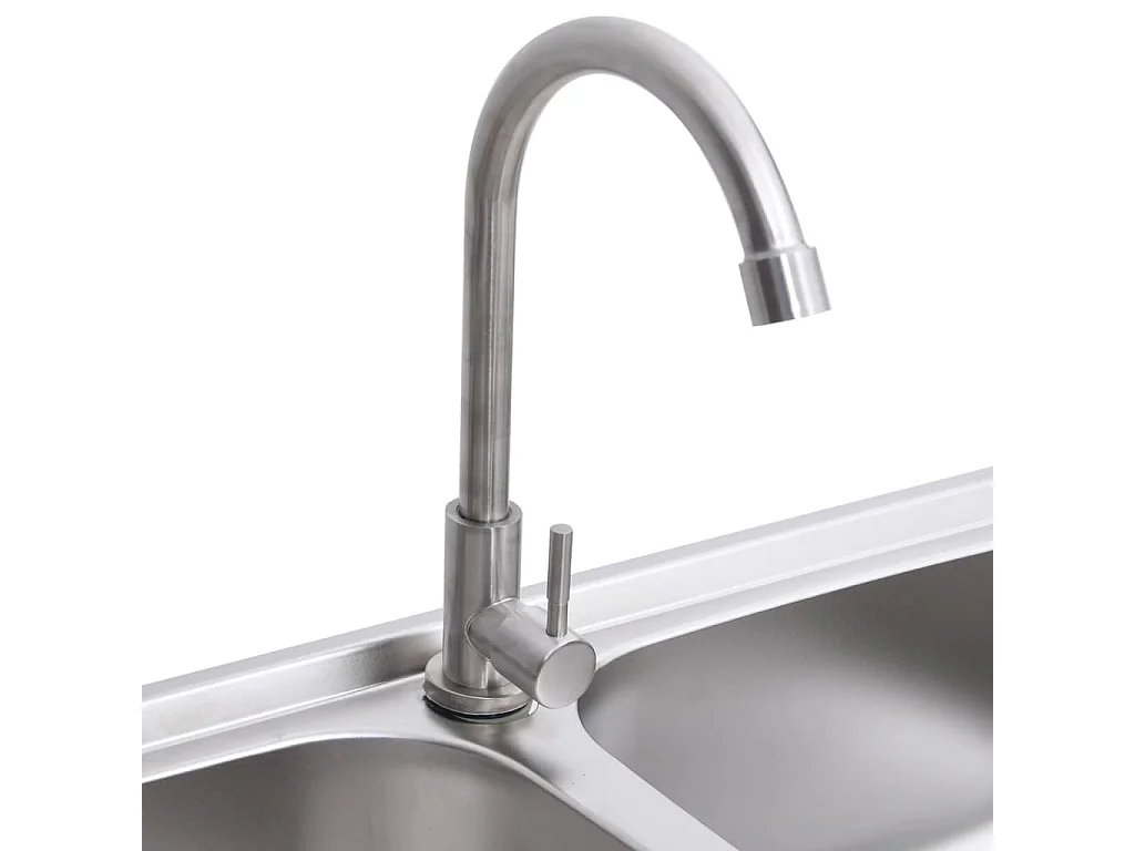 Pia de acampamento pia dupla com torneira pia de cozinha pia de garagem pia externa antiincrustante 78 x 43 cm aço inoxidável 02_0002437