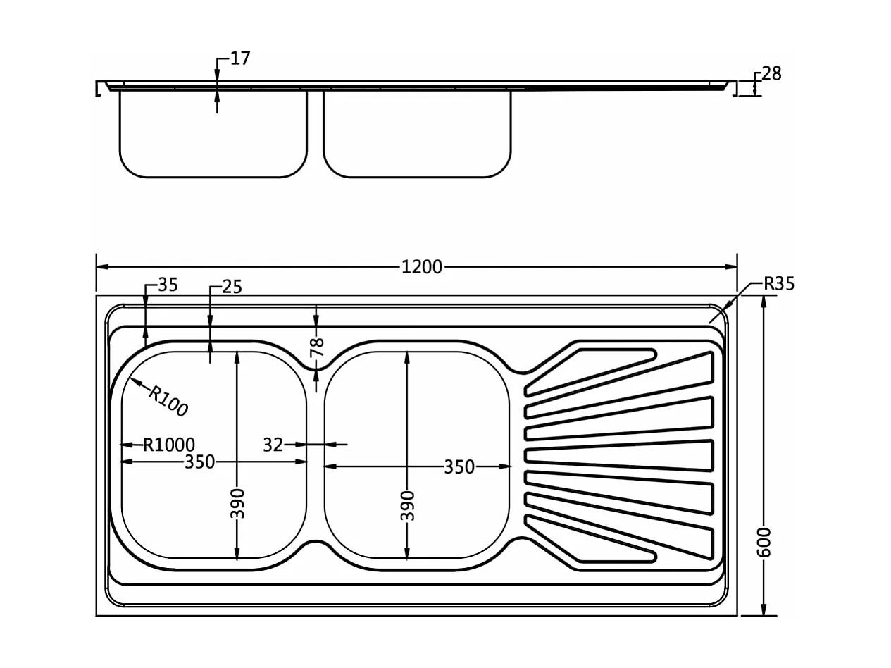 Evier de cuisine à argenté 120 x 60 x 15.5 cm 02_0002434