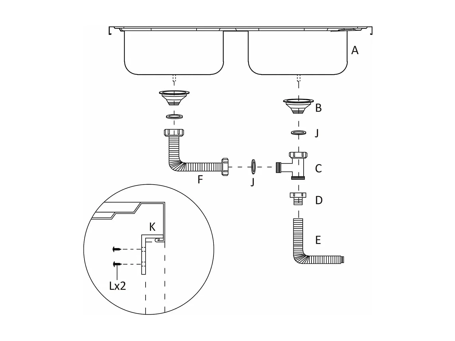 Evier de cuisine à argenté 120 x 60 x 15.5 cm 02_0002434