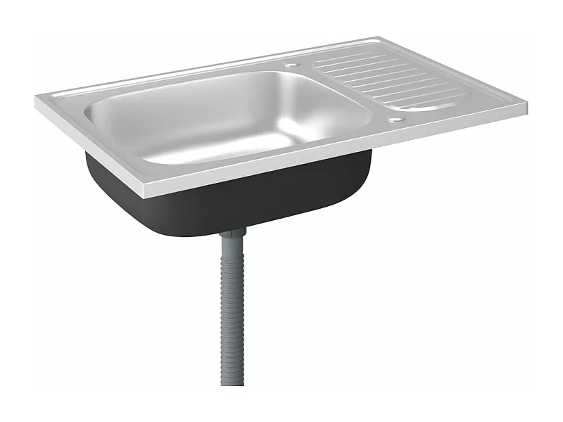 Conjunto de pia de cozinha e escorredor de pia embutido pia de cozinha interior de casa prata 80 x 50 cm aço inoxidável 02_0002427