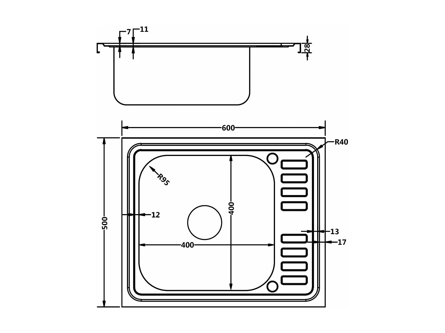 Juego de fregadero y escurridor de cocina fregadero empotrado fregadero de cocina interior plateado 50 x 60 x 15,5 cm acero inoxidable 02_0004353