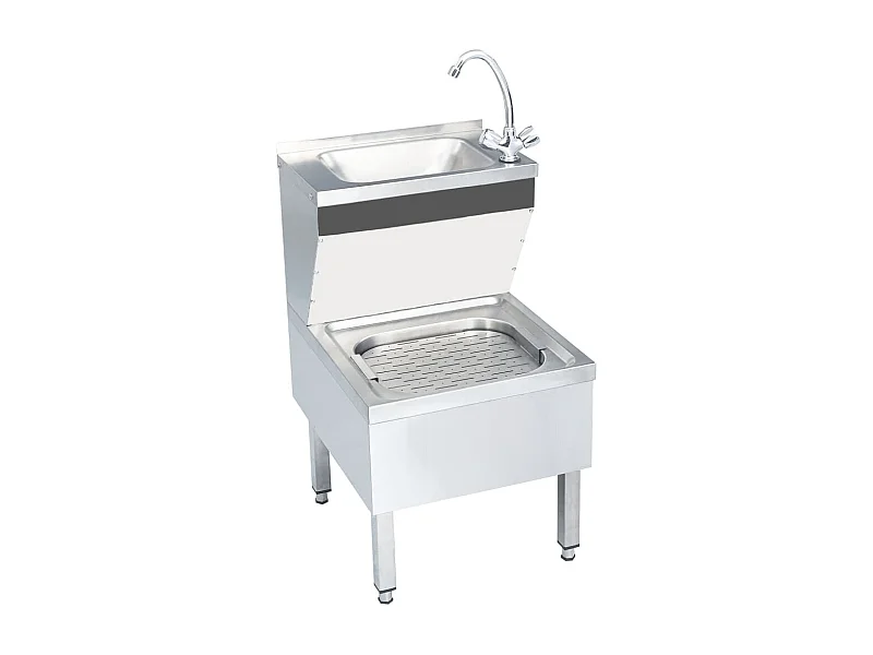 Pia comercial para lavar as mãos com torneira para lavar as mãos, pia de bancada, cantina, cozinha, catering, 109 cm, aço inoxidável 02_0002448