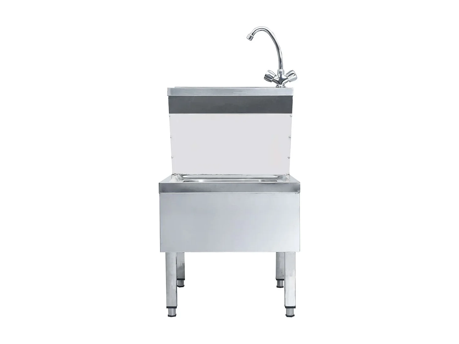 Pia comercial para lavar as mãos com torneira para lavar as mãos, pia de bancada, cantina, cozinha, catering, 109 cm, aço inoxidável 02_0002448