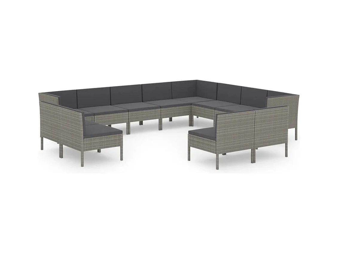Mobili da giardino mobili da esterno Set di mobili da 12 pezzi con cuscini in resina intrecciata grigia 02_0015645