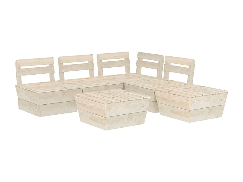 Mobili da giardino mobili da esterno set di mobili su pallet 6 pezzi in legno di abete rosso impregnato 02_0018458