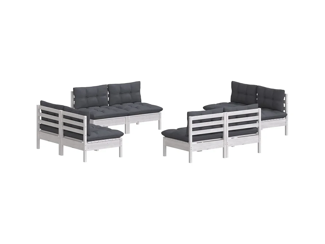 Mobili da giardino mobili da esterno Set di mobili da 8 pezzi con cuscini antracite in legno di pino 02_0017471