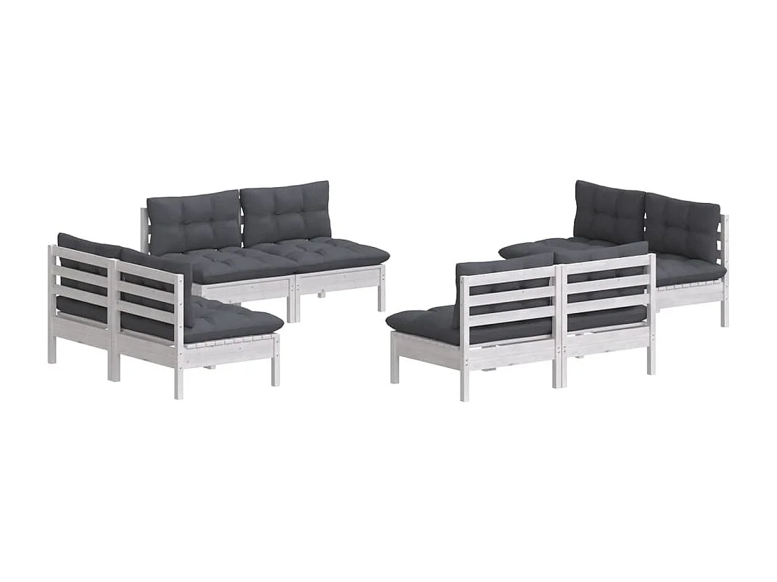 Muebles de jardín muebles de exterior juego de muebles de 8 piezas con cojines antracita madera de pino 02_0017471