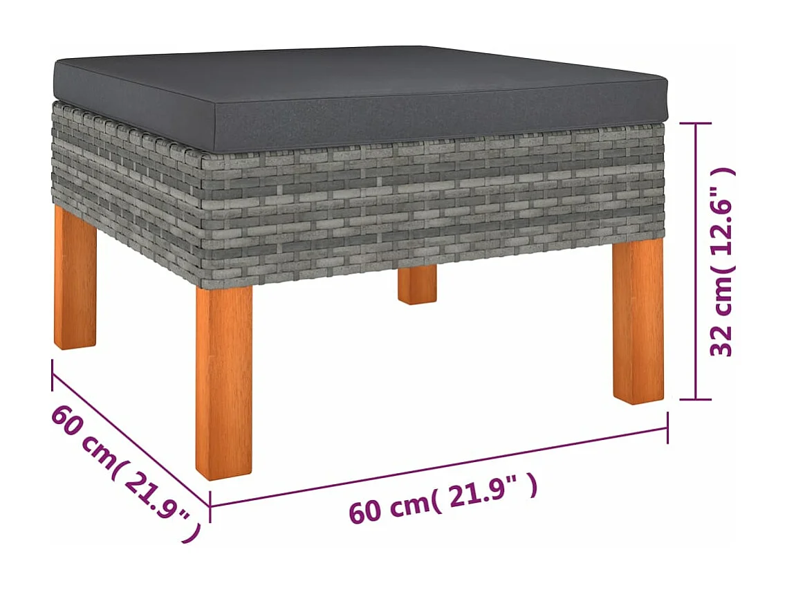 Mobili da giardino mobili da esterno Set di mobili da 9 pezzi con cuscini in resina intrecciata grigia 02_0018093
