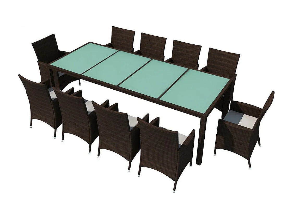 Mobili da giardino mobili da esterno Set di mobili da 11 pezzi con cuscini in resina intrecciata marrone 02_0015433