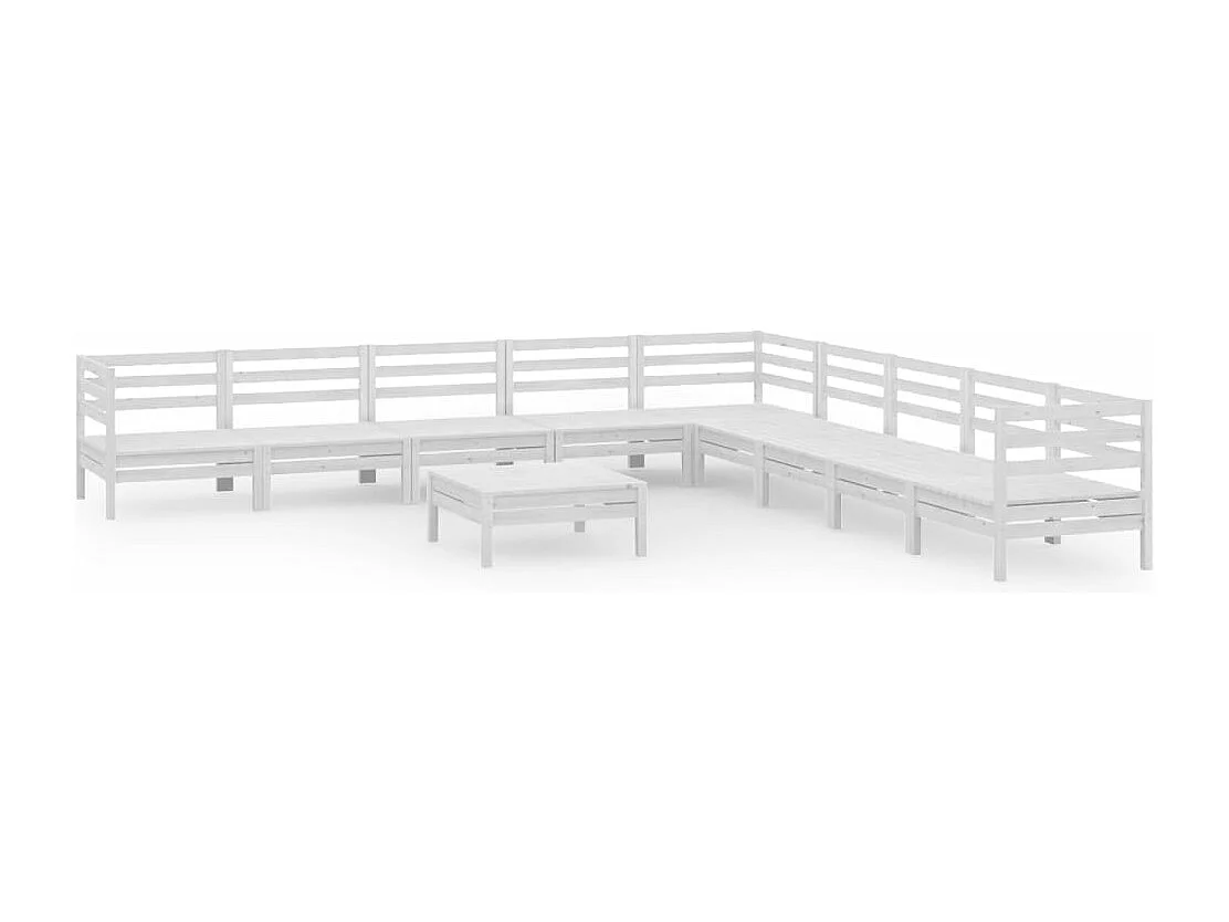 Muebles de jardín muebles de exterior juego de muebles 10 piezas madera maciza de pino blanco 02_0015240