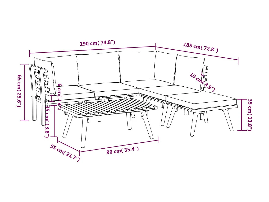 Salon de jardin meuble bois marron 65 x 60 x 65 cm 02_0016658