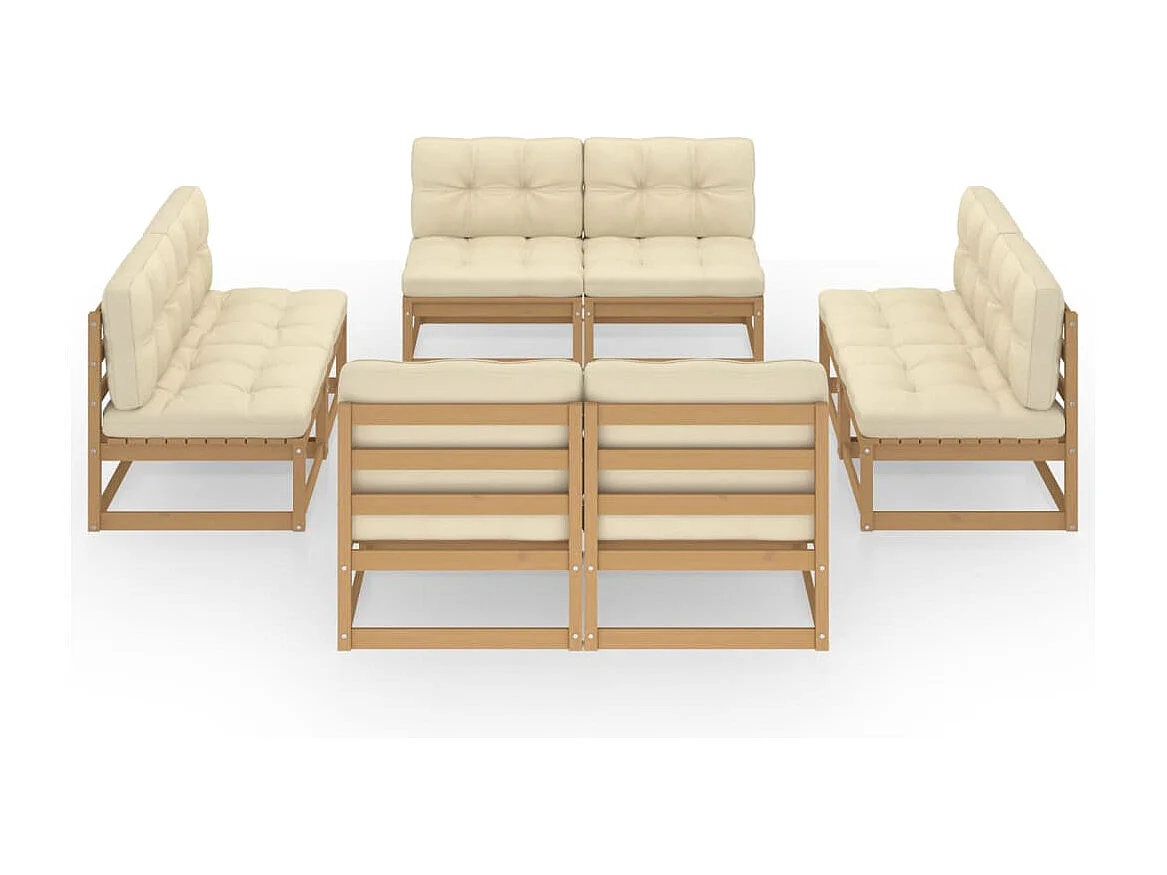 Muebles de jardín muebles de exterior juego de muebles de 8 piezas con cojines de madera maciza de pino 02_0017523