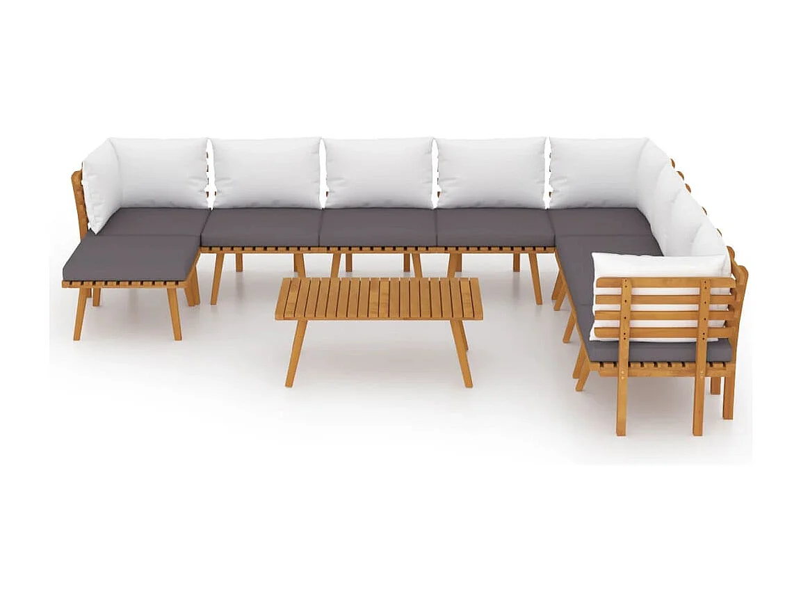 Mobili da giardino mobili da esterno Set di mobili da 9 pezzi con cuscini in legno massello di acacia 02_0017910