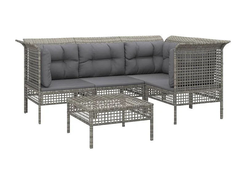 Mobili da giardino mobili da esterno Set di mobili da 5 pezzi con cuscini grigi in resina intrecciata 02_0016415