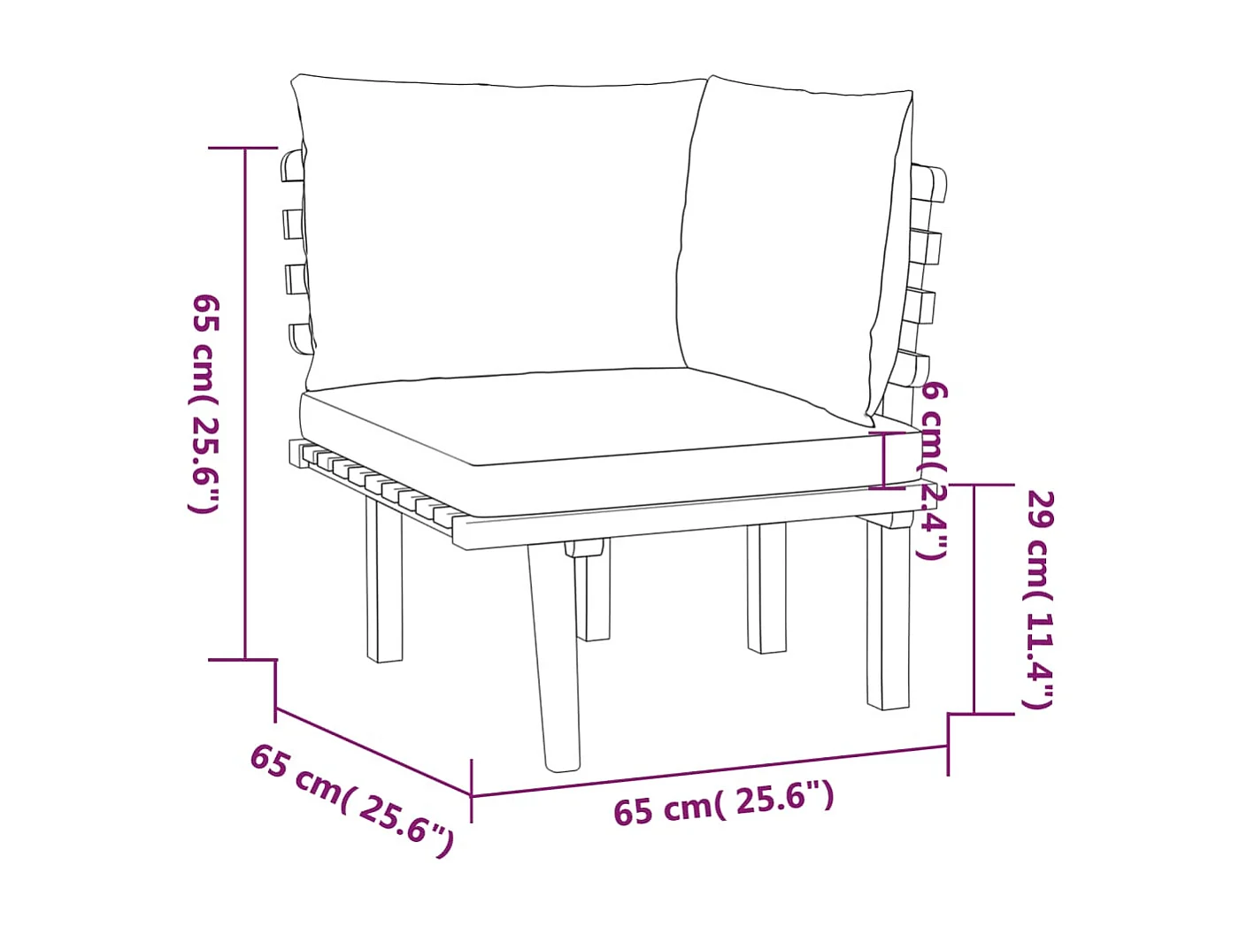 Salon de jardin meuble bois marron 65 x 60 x 65 cm 02_0016092