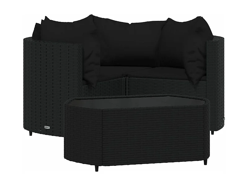 Muebles de jardín muebles de exterior juego de muebles de 4 piezas con cojines negros resina tejida 02_0016163