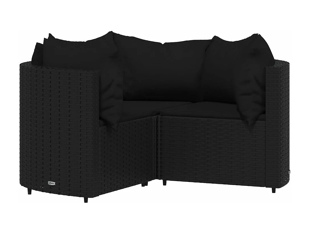 Mobili da giardino mobili da esterno Set di mobili da 4 pezzi con cuscini neri in resina intrecciata 02_0016163