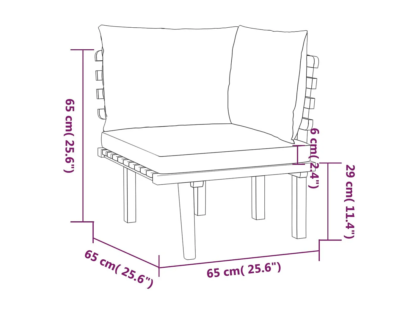 Salon de jardin meuble bois marron 65 x 60 x 65 cm 02_0016317