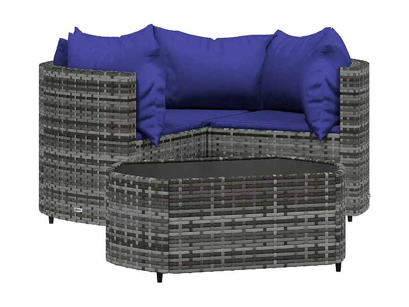 Mobili da giardino mobili da esterno Set di mobili da 4 pezzi con cuscini grigi in resina intrecciata 02_0016138