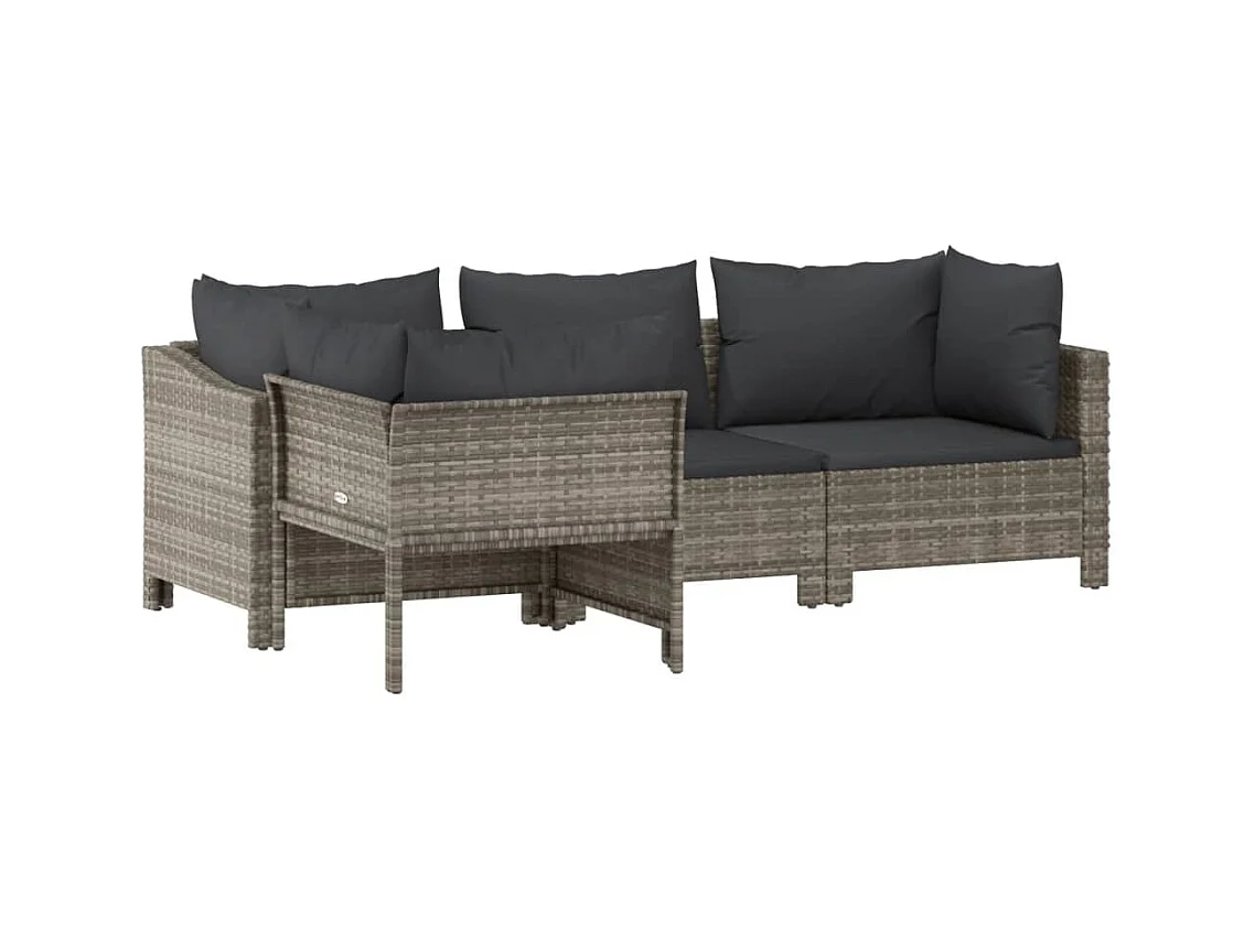 Mobili da giardino mobili da esterno Set di mobili da 4 pezzi con cuscini grigi in resina intrecciata 02_0016154