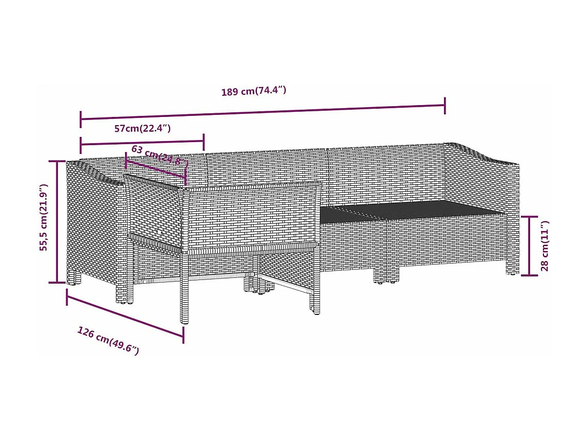 Muebles de jardín muebles de exterior juego de muebles de 4 piezas con cojines grises resina tejida 02_0016154
