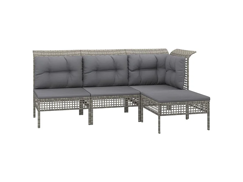 Mobili da giardino mobili da esterno Set di mobili da 4 pezzi con cuscini grigi in resina intrecciata 02_0016156