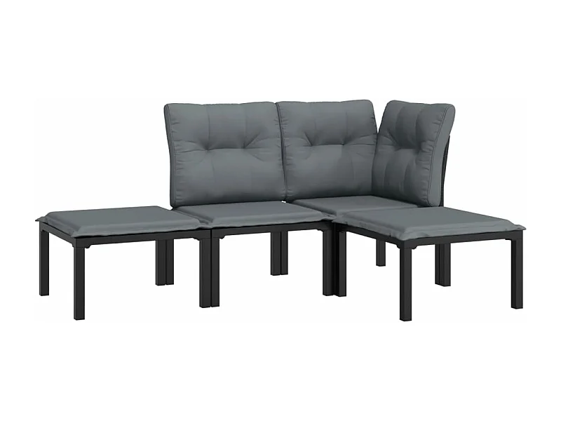 Muebles de jardín muebles de exterior conjunto de muebles 4 piezas resina tejida negra y gris 02_0016269