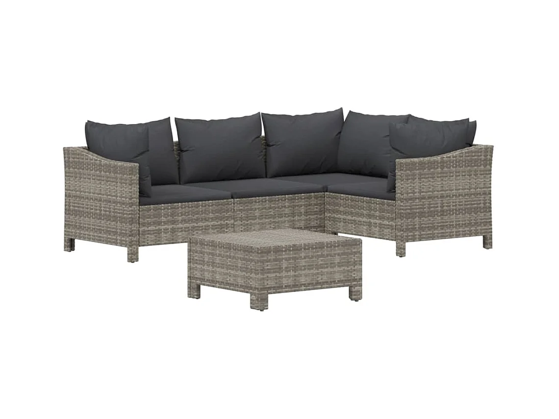 Mobili da giardino mobili da esterno Set di mobili da 5 pezzi con cuscini grigi in resina intrecciata 02_0016402
