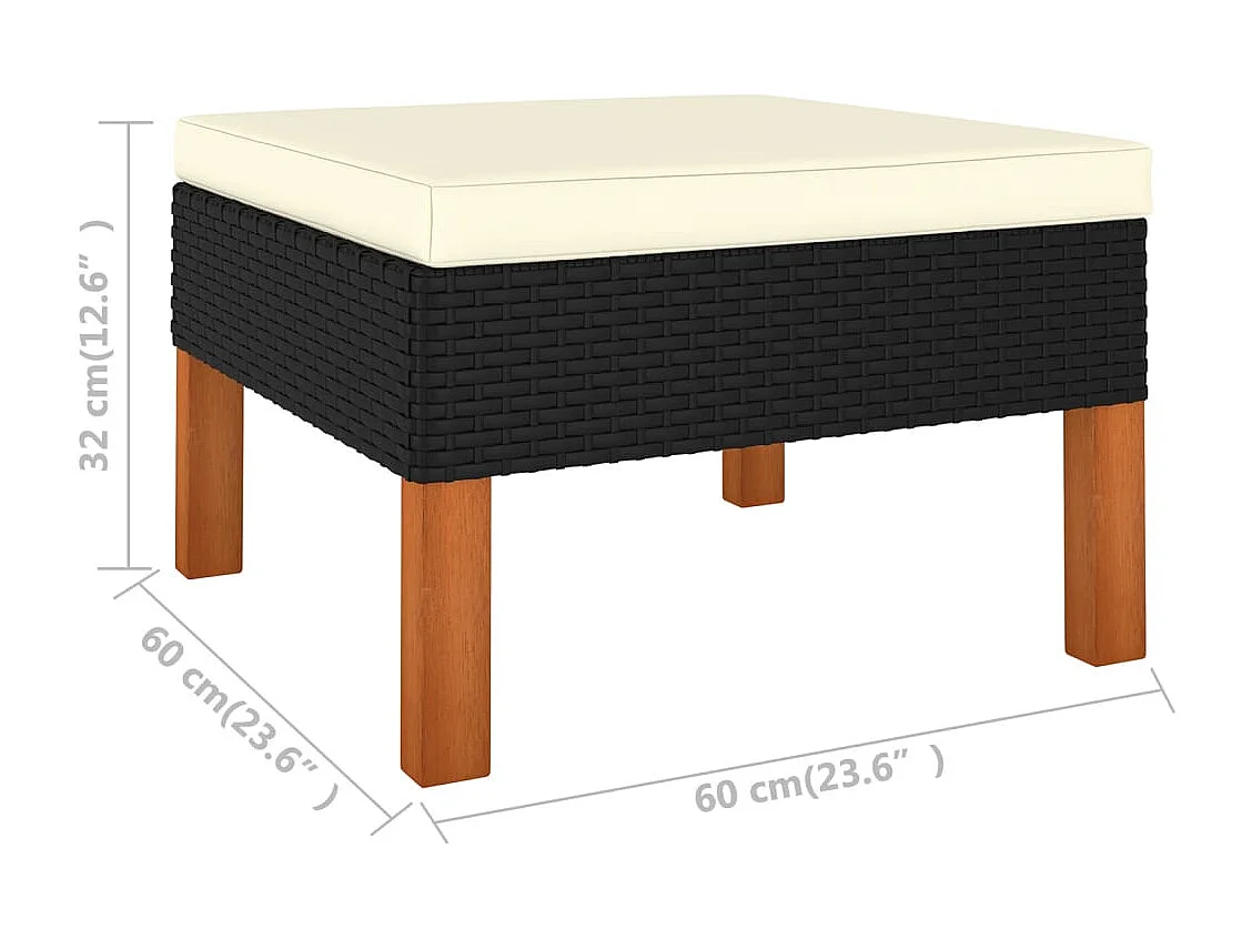 Mobili da giardino mobili da esterno Set di mobili da 7 pezzi con cuscini in resina intrecciata nera 02_0017317