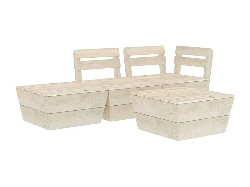 Muebles de jardín muebles de exterior juego de muebles con paleta 4 piezas de madera de abeto impregnada 02_0018378