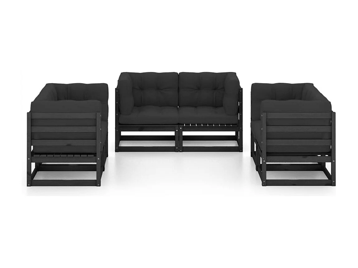 Mobili da giardino mobili da esterno Set di mobili da 6 pezzi con cuscini in legno di pino massiccio 02_0016693