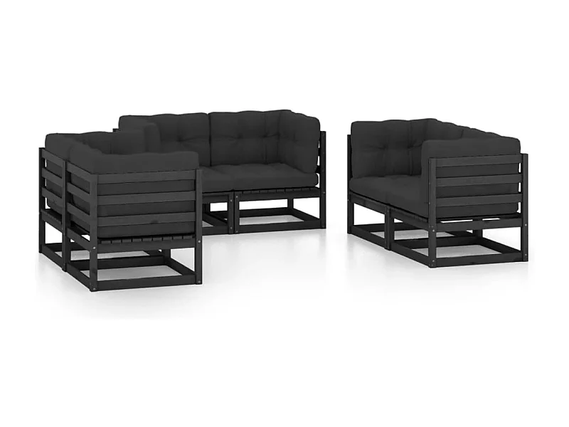 Mobili da giardino mobili da esterno Set di mobili da 6 pezzi con cuscini in legno di pino massiccio 02_0016693