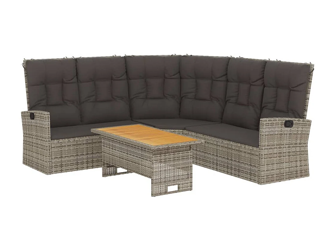 Muebles de jardín muebles de exterior juego de muebles de 2 piezas con cojines grises resina tejida 02_0015893