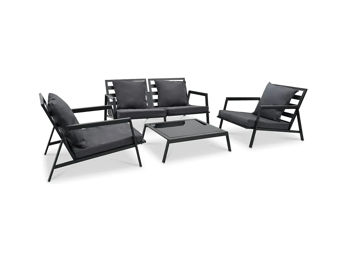 Salon de jardin meuble aluminium grise 151 x 96 x 70 cm 02_0016078