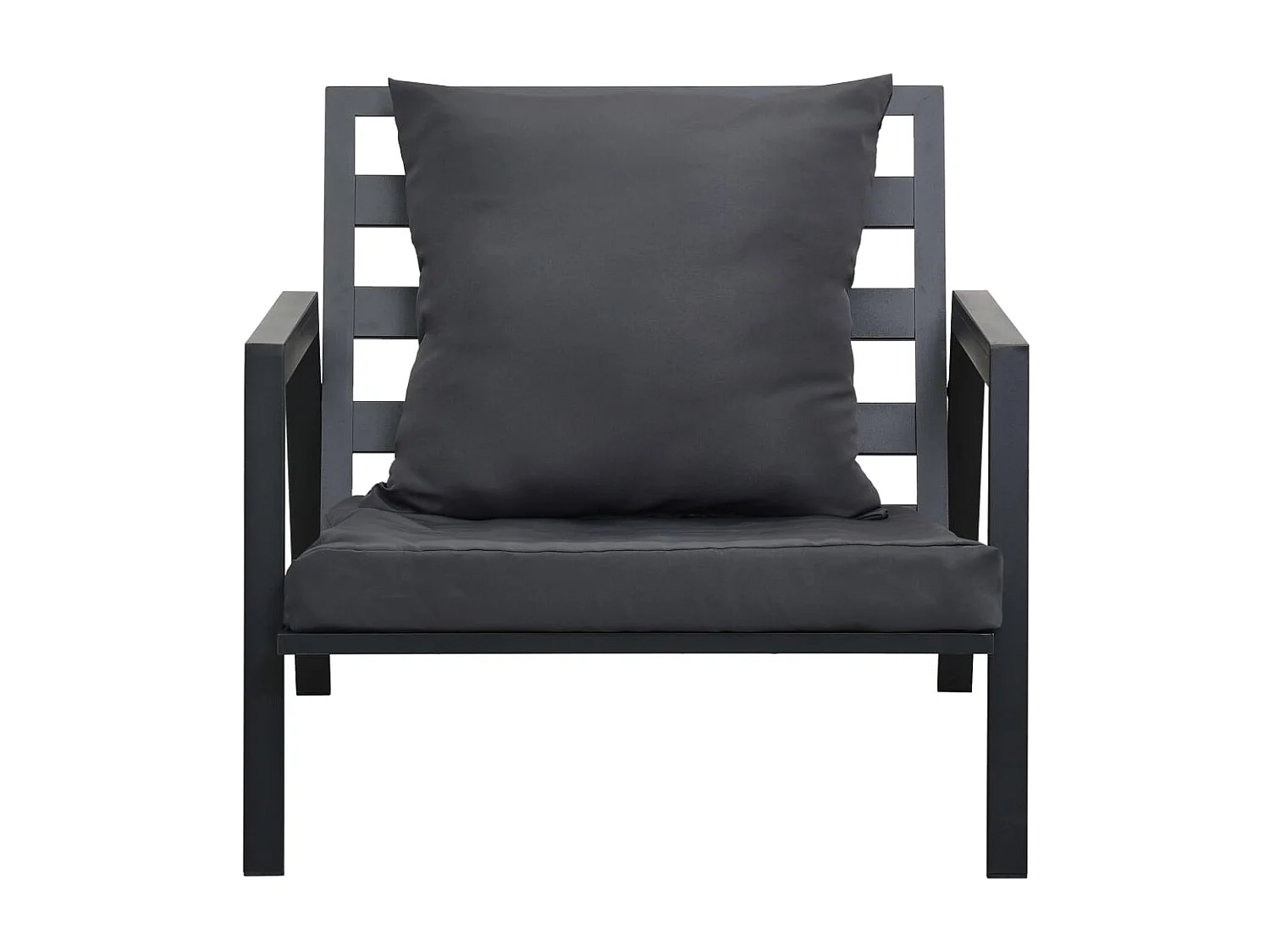 Muebles de jardín muebles de exterior juego de muebles de 4 piezas con cojines de aluminio gris oscuro 02_0016078