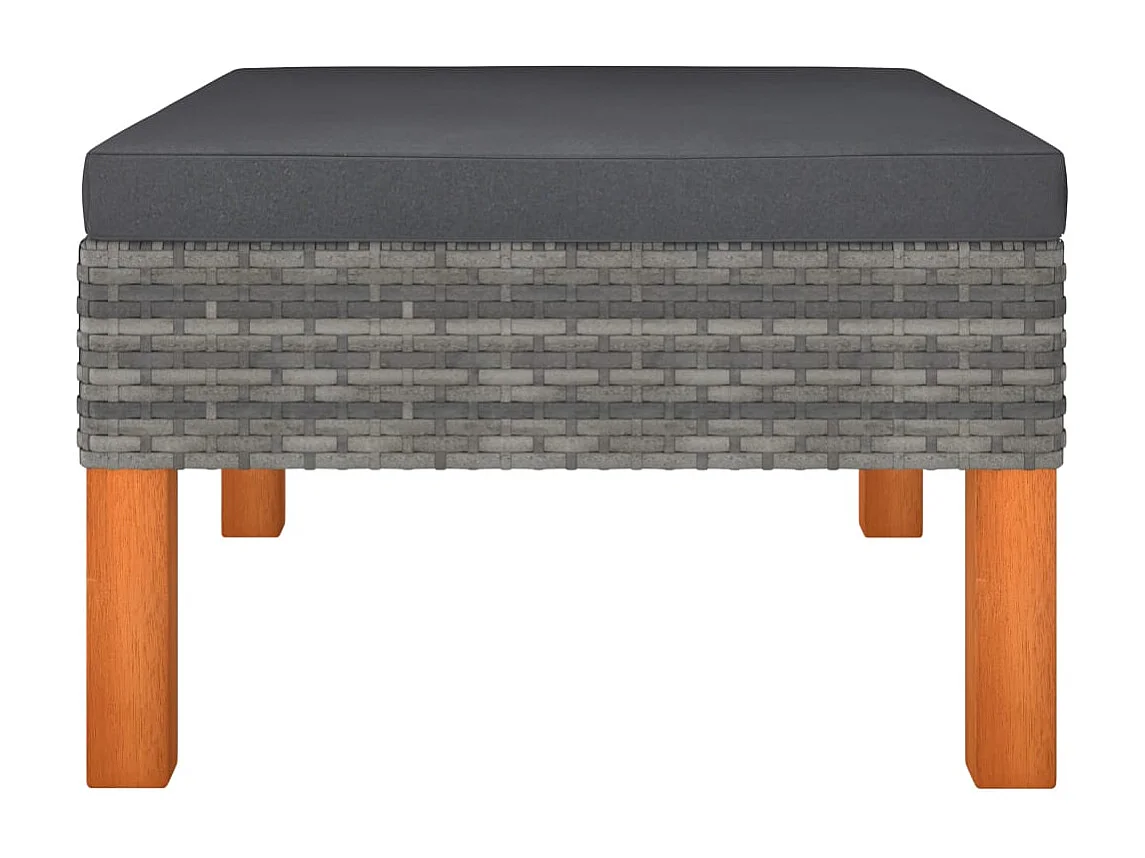 Móveis de jardim conjunto de móveis de exterior 6 peças resina tecida e madeira de eucalipto cinza 02_0017053