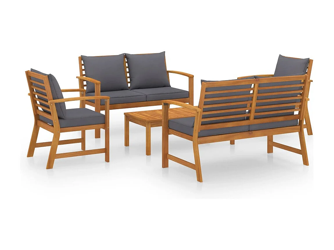 Salon de jardin meuble bois marron 120 x 60.5 x 81 cm 02_0016291