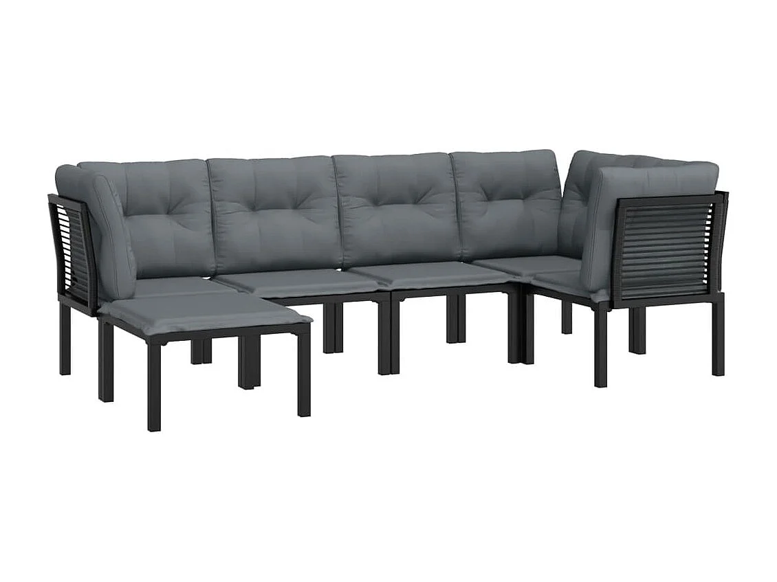 Conjunto de móveis para jardim, móveis para áreas externas, 6 peças, resina tecida preta e cinza 02_0017048