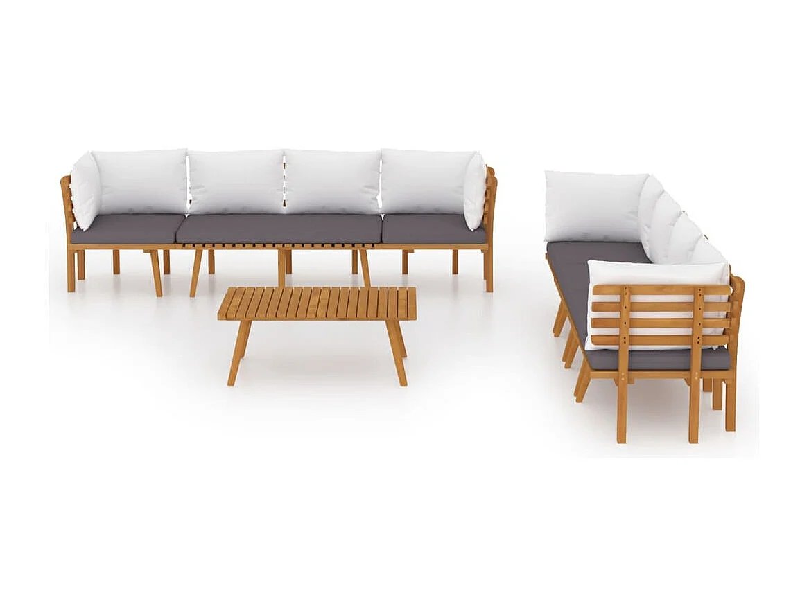 Muebles de jardín muebles de exterior juego de muebles de 8 piezas con cojines de madera maciza de acacia 02_0017490