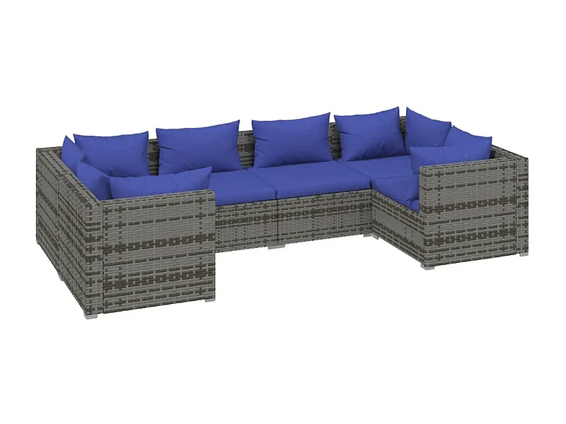 Muebles de jardín muebles de exterior juego de muebles de 6 piezas con cojines de resina tejida gris 02_0016866