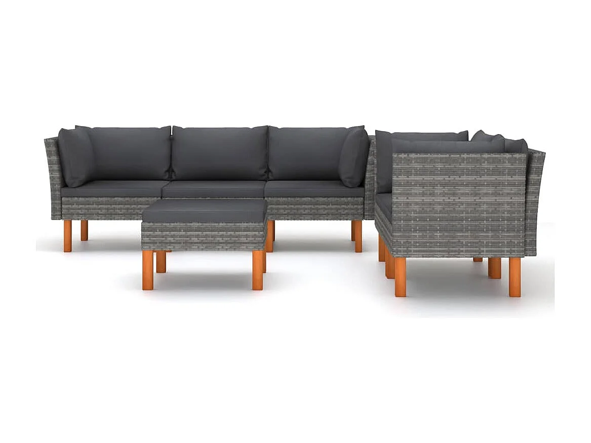 Mobili da giardino mobili da esterno Set di mobili da 6 pezzi con cuscini in resina intrecciata grigia 02_0016860